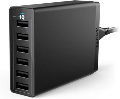 Anker Charger, 60W 6 Port Charging Station, PowerPort 6 Multi USB Black  - Image 1 of 4