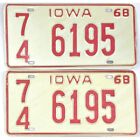 NOS Unissued 1968 Iowa License Plate PAIR Palo Alto County #6195 YOM