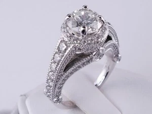 2.50 Ct Round Cut Lab-Created Diamond Engagement Ring 14K White Gold Finish - Picture 1 of 3