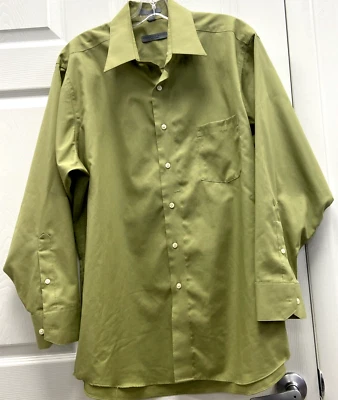 Geoffrey Beene Dress Shirt Mens 16.5  32/33 Olive Green Wrinkle Free Long Sleeve - Image 1 of 4