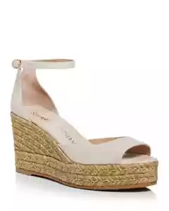 Stuart Weitzman Nudistia Espadrille Wedge Sandals Women's 5.5B Natural Ankle - Picture 1 of 16