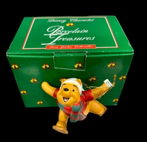 Disney RARE Grolier Porcelain Skiing Winnie The Pooh Christmas Ornament NIB - Picture 1 of 11