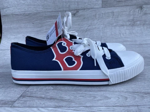 Mens MLB BOSTON RED SOX Low Top CANVAS Sneakers Sz 10 LOGO NEW FOCO Genuine Merc Cover