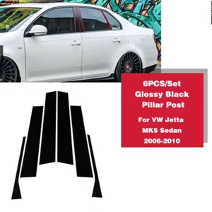 Black Pillar Posts Window Decal Cover Sticker For VW Jetta MK5 Sedan 2006-2010 - Picture 1 of 13