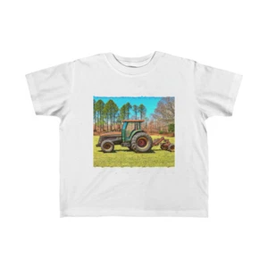 Toddler T Shirt Kids 100% Cotton Tee Old School Tractor Graphic Farm Outdoors - Picture 1 of 9