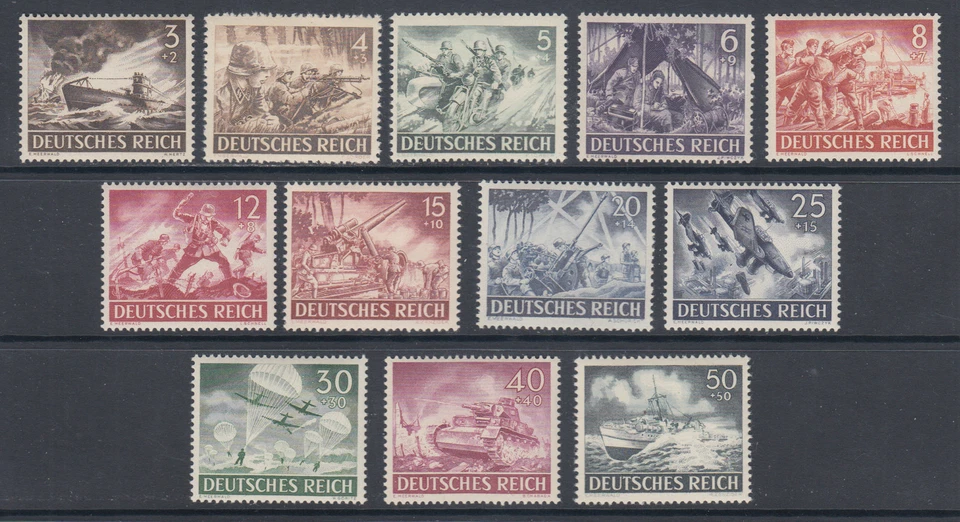 Germany Sc B218-B229 MNH. 1943 Army & Hero Day Semi-Postals, complete set - Image 1 of 1