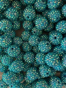 10 Pcs 20mm Dark Blue, Rhinestone Acrylic Beads,  Bubblegum Beads, Loose Beads - Picture 1 of 1