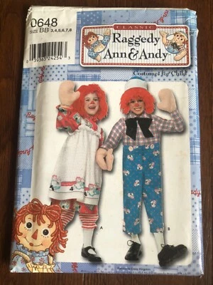 Simplicity 0648 Raggedy Ann & Andy Costume For Child Pattern 3 4 5 6 7 8 - Image 1 of 3