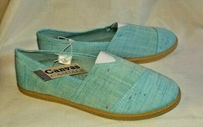 Zapatos para mujer de lona azul informales clásicos sin cordones con espuma viscoelástica talla Medium Sm Foto 1 de 4