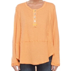 FREE PEOPLE Stripe Long Sleeve Henley Size Small - Picture 1 of 4