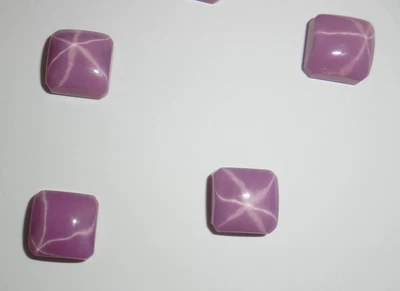 Opaque Star Ruby Square 11x11 mm Cabochon 6 Rayed Lab-created Stone 5 pcs Lot - Image 1 of 4