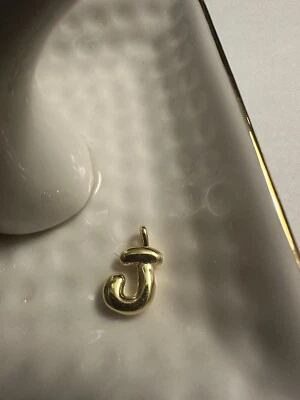 925 Sterling Silver Gold Plated Letter J - Initial Script Cursive Alphabet Charm - Image 1 of 3