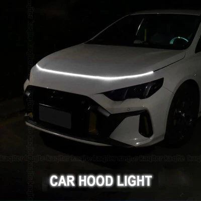 LED Decoration Lights For Car Hood Flexible Daytime Running Light Strip White - Image 1 of 4