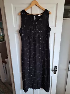 VINTAGE DOROTHY PERKINS Black Embroided Floral Midi Dress Fits UK 14 16 Grunge - Picture 1 of 6
