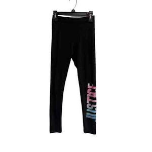 Justice Logo Leggings Full Length Size 10 Black  - Picture 1 of 3