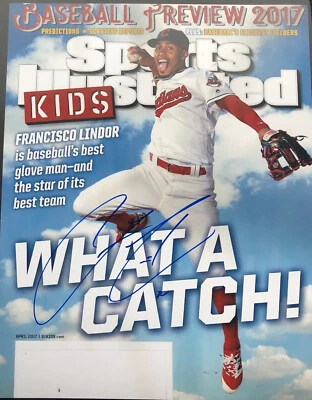 Francisco Lindor Autografiado 11 x 14 SI para Niños Abril 2017 Foto 1 de 3