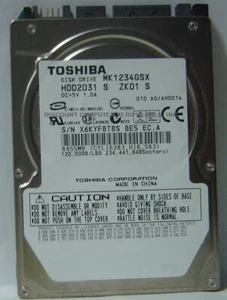 Toshiba 120GB SATA 2.5" MK1234GSX HDD2D31 9.5MM Hard Drive Tested Good - Picture 1 of 1