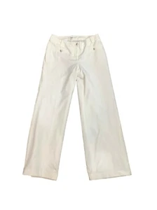Cato Womens Dress Pants Size 8 White Lined Cuffed Hem Stretch Trousers Career - Picture 1 of 8