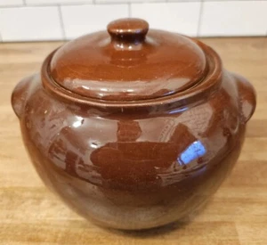 Vintage WATT Ovenware Stoneware "#76" Large Bean Pot With Lid 6” Tall Classic - Picture 1 of 9