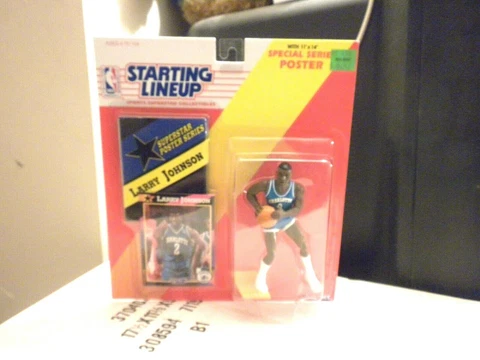 BRAND NEW (NOS) 1992 LARRY JOHNSON HORNETS ROOKIE STARTING LINE UP FIGURE MOMC Cover