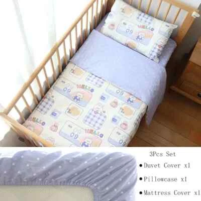 Juego de ropa de cama de algodón para cuna de bebé de 3 piezas para ropa de cama de niño niña kit de cuna sábana funda nórdica Foto 1 de 4