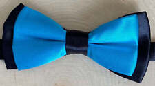Boys Formal Bow Tie, Black And Teal Satin, 5-12 Year Olds
