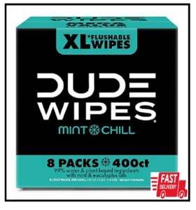 DUDE XL Flushable Wipes, Extra Large and Mint Chill Wipes (400 ct.) Plant Based - Bild 1 von 2