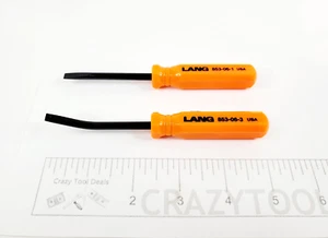 LANG TOOLS NEW 853-06-2ST 2 Pc Pocket Pry Bar Set straight blade & 27-degree USA