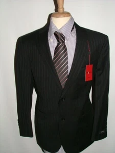 NEW WT $220 AXCESS BLAZER SIZE 44 S 100% WOOL BLACK STRIPED #280 - Picture 1 of 10