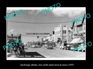 FOTO ANTIGUA TAMAÑO POSTAL DE ANCLAJE ALASKA LA CALLE PRINCIPAL Y TIENDAS c1955 - Imagen 1 de 1