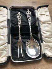 BRODRENE LOHNE NORWEGIAN SOLID SILVER FORK AND SPOON SERVERS 830