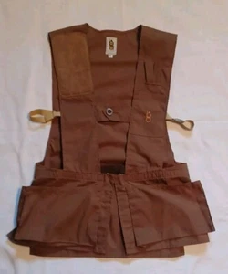 Vintage Bob Allen M/L Brown Shooting Vest Leather Shoulder USA - Picture 1 of 9