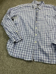 Polo Ralph Lauren Shirt Mens 2XL Blue Plaid Long Sleeve Button Up Slim Fit - Picture 1 of 17