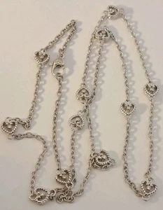 JUDITH RIPKA Sterling Silver Cubic Zirconia CZ HEART Station 36" Necklace NICE - Picture 1 of 8