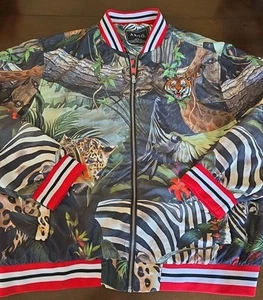 Akoo Men’s Tiger All Over Print Streetwear Zip Up Bomber Jacket Size 3XL - Picture 1 of 19