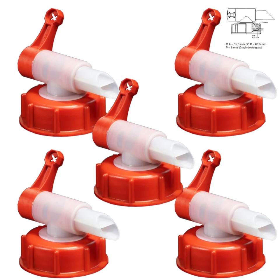5 x Auslaufhahn für DIN 61 Gewinde Sabeu 20 Liter Kanister DIN61 AH 23/61 - Bild 1 von 1