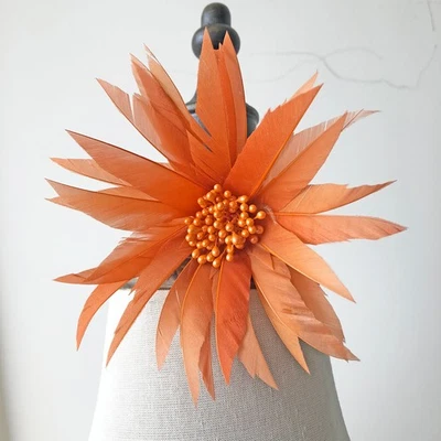 Handmade Beaded Feather Flowers for Women's Millinery Fascinator  - Image 1 of 4