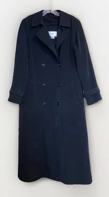 Jacqueline Ferrar Size 10 Trench Coat 90s Long Black Double Breasted Vintage - Image 1 of 4