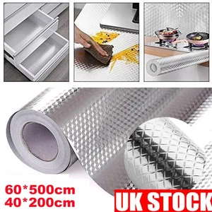 2/5M Oil Proof Kitchen Stickers Waterproof Aluminum Foil Wall Self Adhesive - Picture 1 of 12