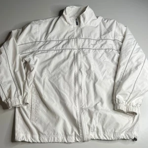 y2k 00s Nike White Full Zip Windbreaker Jacket Embroidered Swoosh Mesh Lining XL - Picture 1 of 10