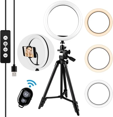 Ring Light 10 Inch with Tripod - 3 Colours Dimmable 3000 K - 5600 K Adjustable B - Image 1 of 4