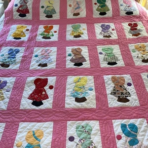 Vintage handgenähter Quilt Sonnenhaube Sue/Little Dutch Girl Patchwork 72”x 84” - Bild 1 von 9