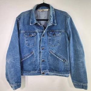 Vintage Maverick Denim Jacket 70s Trucker Western Mens Sz 46 Distressed Made USA - Picture 1 of 21