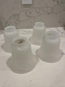 4 VTG White Frosted Glass Light Sconce Wall Fan Globes 4 3/4 Tall Opening 2”top - Picture 1 of 1