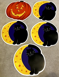 Lot of 5 2001 TC Brand Halloween Placemats Place Mats Black Cat Jack O Lantern - Picture 1 of 2