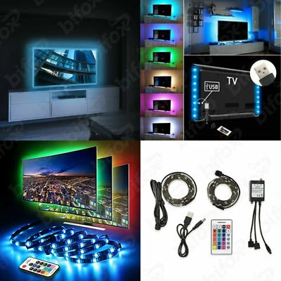KIT STRIP LED RGB USB 5V PER RETROILLUMINAZIONE TV 2x0.60CM  CON TELECOMANDO  - Immagine 1 di 4