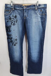Vintage Apple Bottom Jeans Size 13/14 Embroidered Low Rise Denim Hip Hop Y2K - Picture 1 of 11