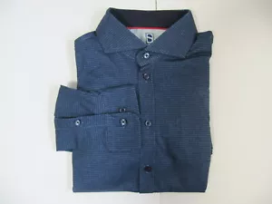 MRSP$180 Nuova DESOTO Maglia Uomo Manica Lunga Piede di Poule Blu Nero Camicia XL XXL - Foto 1 di 12