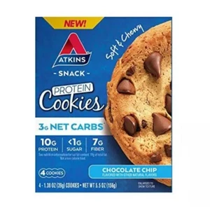 Atkins Chocolate Chip Protein Cookie Protein Dessert Rich in Fiber 3g Net Car...