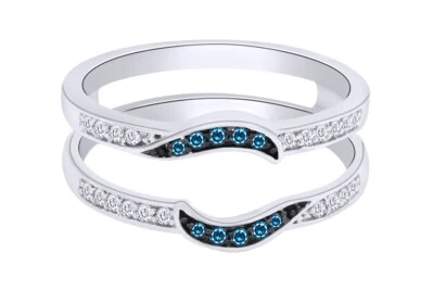 1/5 Ct Blue & White Diamond Guard Ring Wrap Enhancer 10K Gold - Image 1 of 4
